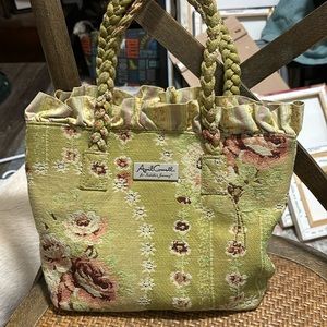 April Cornell for Isabella’s Journey green floral carpetbagger bag